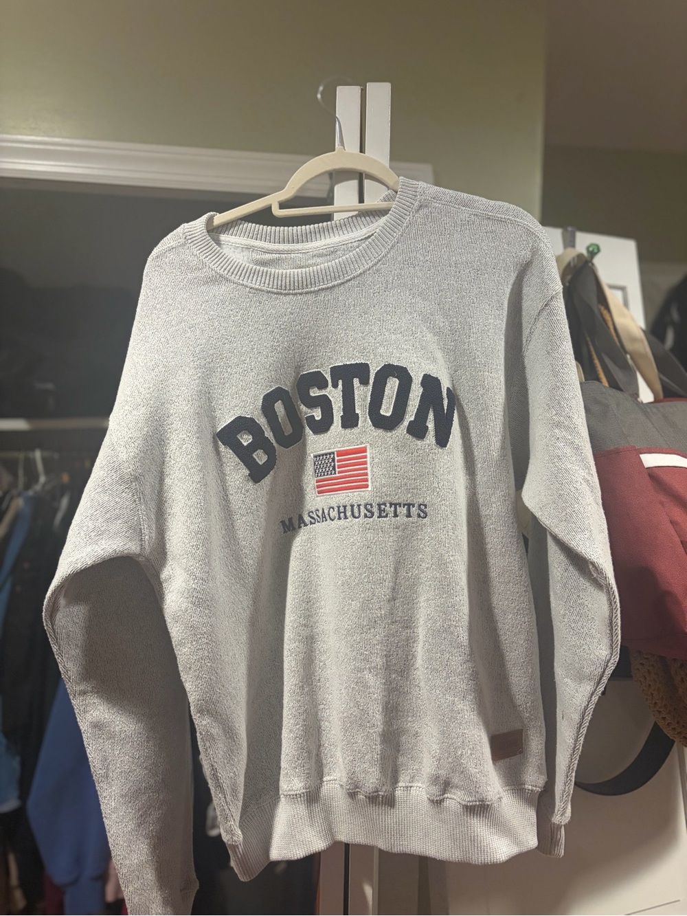 Boston Massachusetts Gray Crewneck Sweatshirt